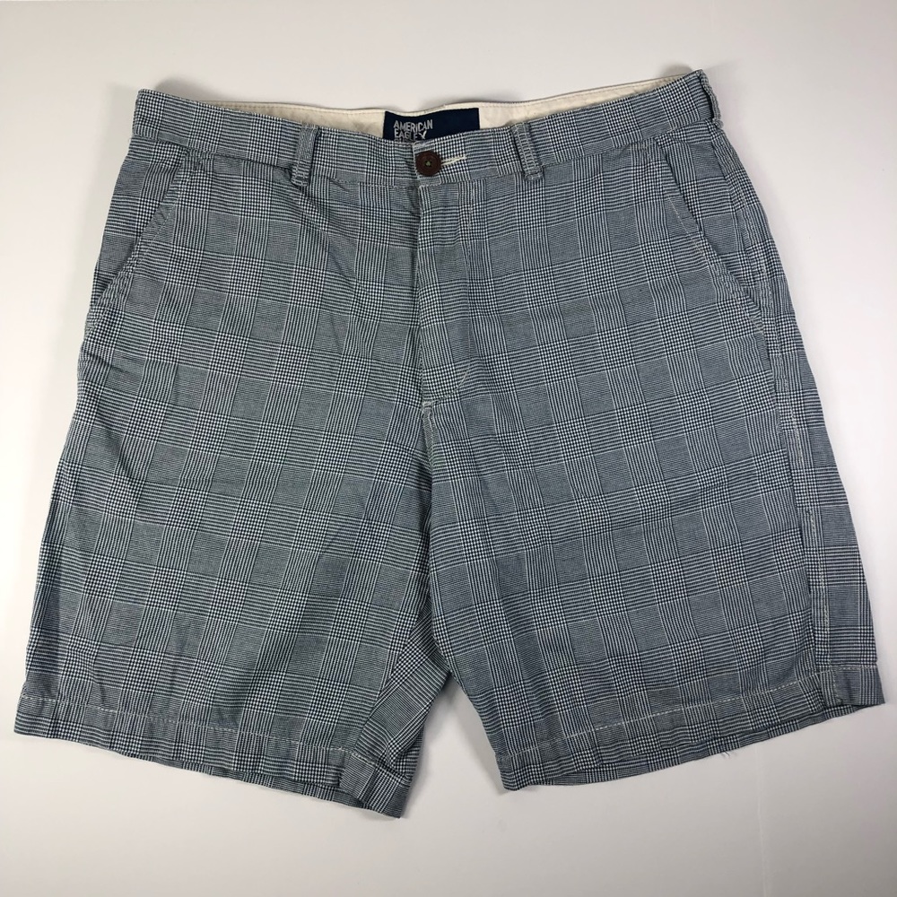 American Eagle AE Houndstooth Cotton Flat Front Shorts 9" Inseam Men's Size 36